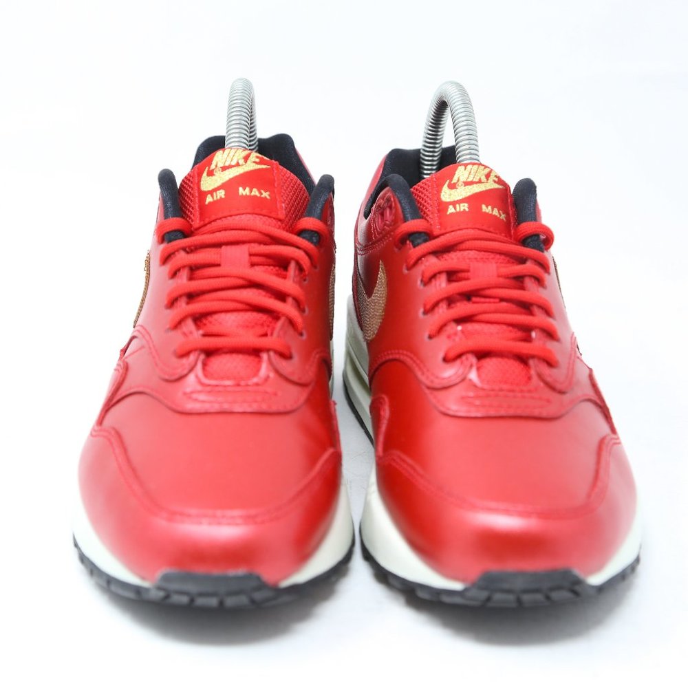Nike Air Max 1 Womens Red Gold Sequin Leather 95 - Picture 5 of 11